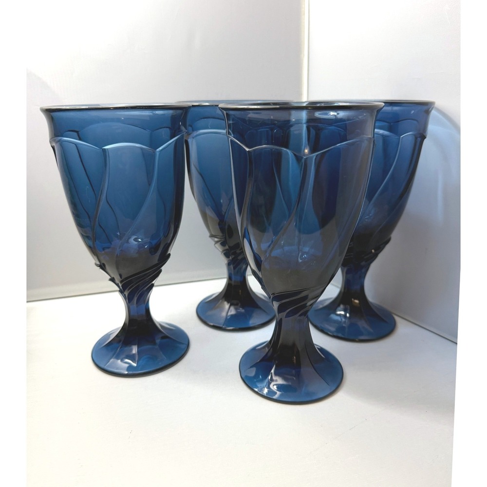 Noritake Sweet Swirl Glasses Goblet Dark Blue Midnight Iced Tea